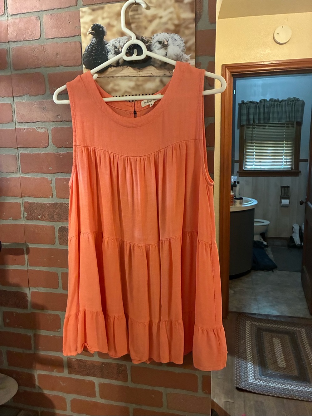 indigo soul Coral Sleeveless Tiered Tank Dress